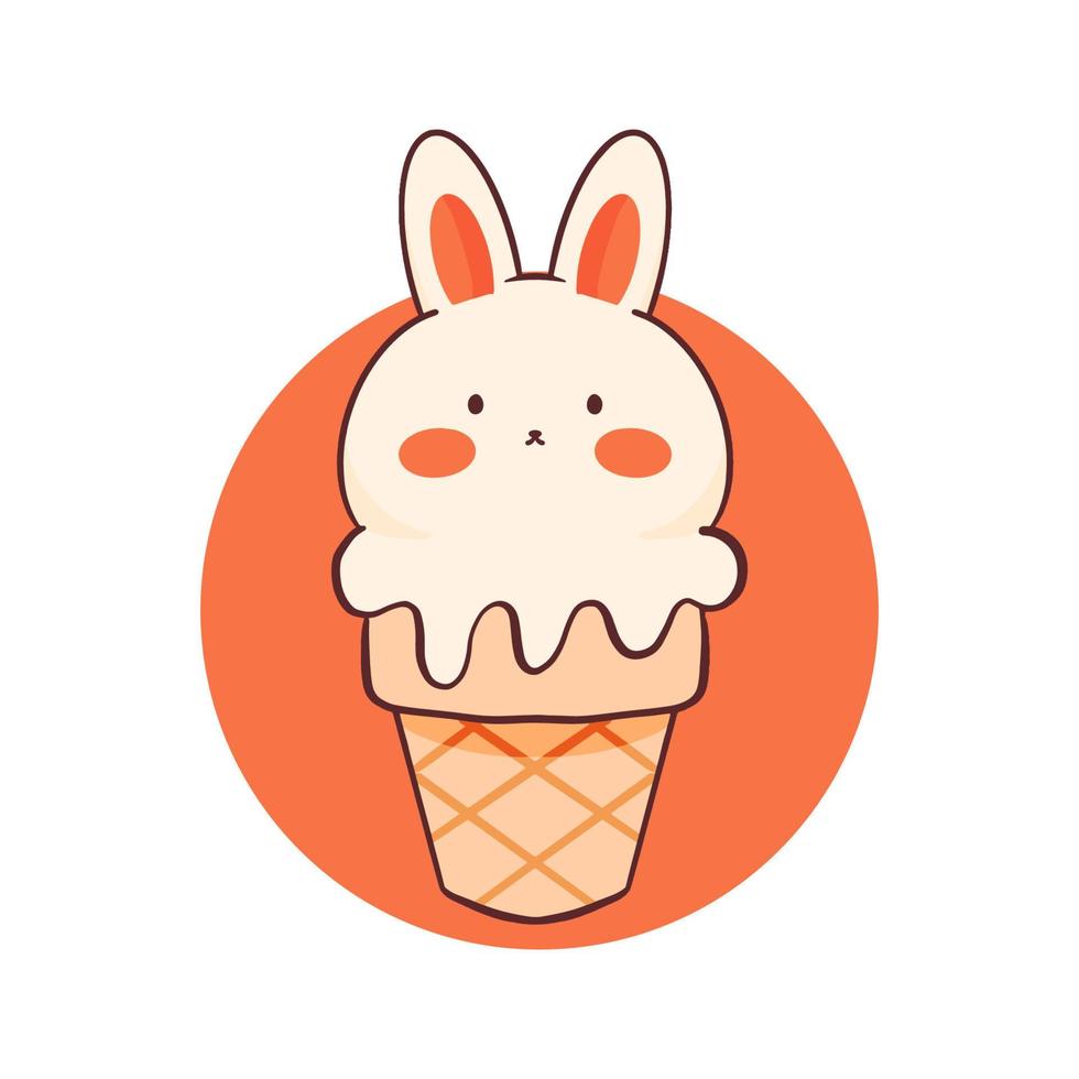 illustration de crème glacée lapin mignon vecteur