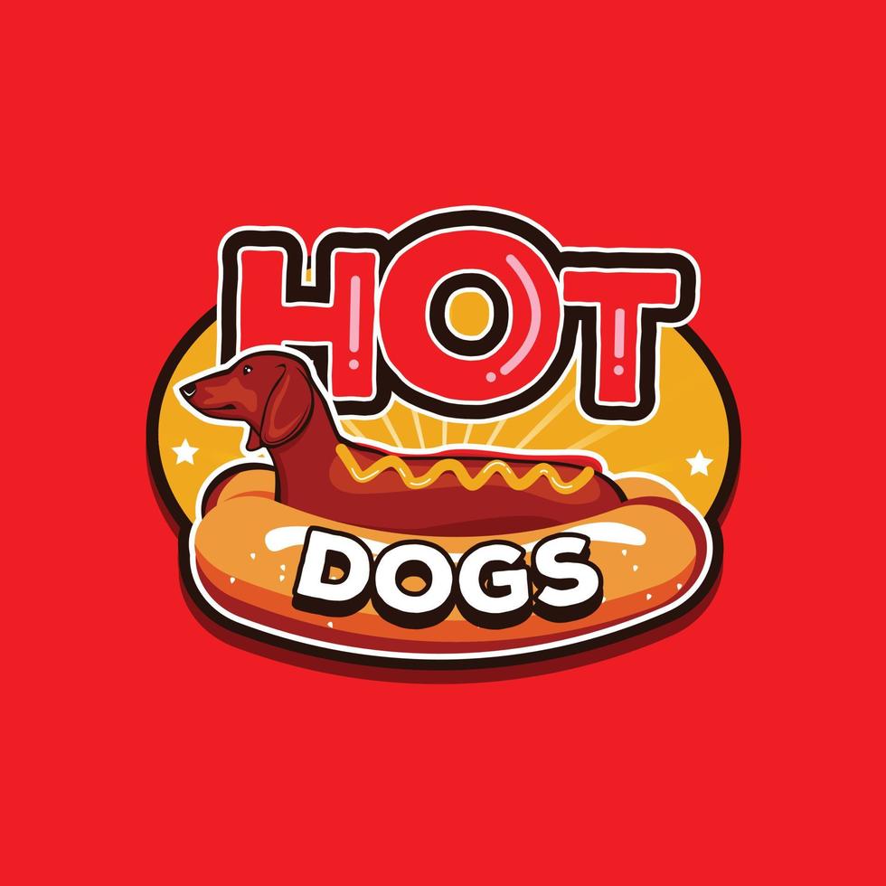 insigne d'emblème de modèle de conception de logo de hot-dogs vecteur