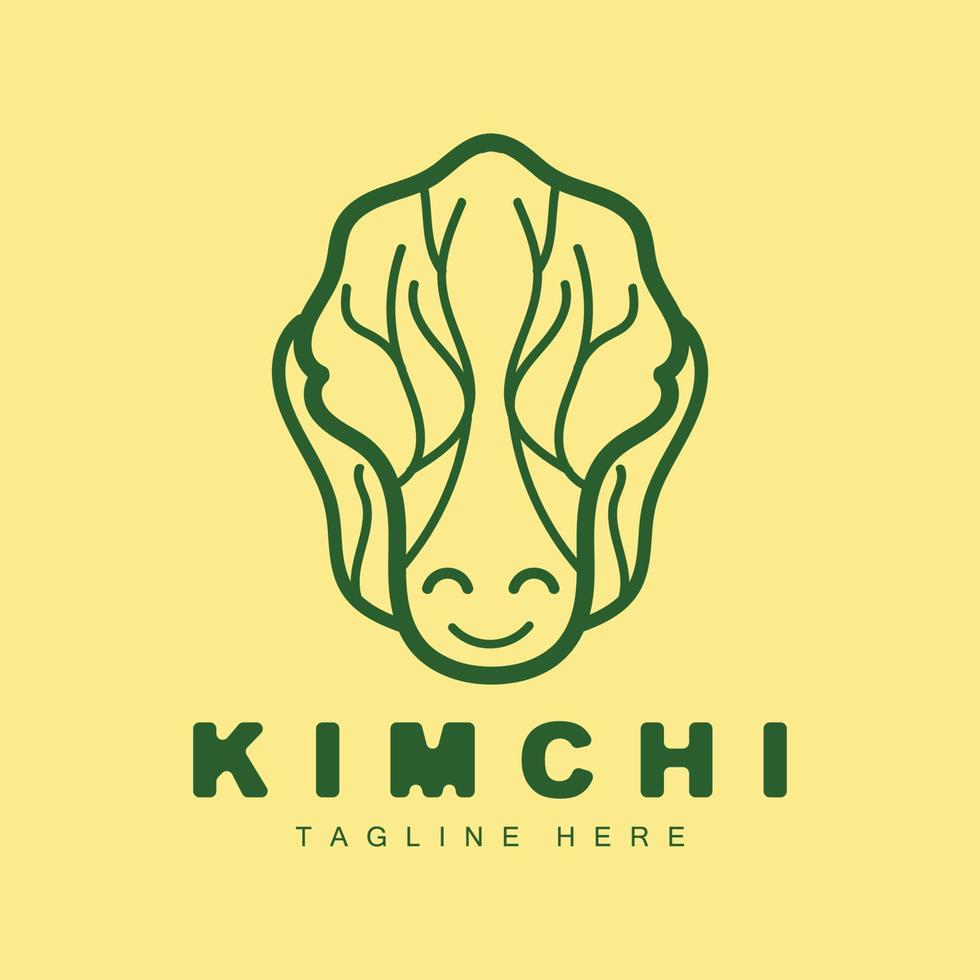 création de logo kimchi, vecteur de cuisine traditionnelle coréenne, illustration de logo de légume vert chou, icône de marque d'entreprise