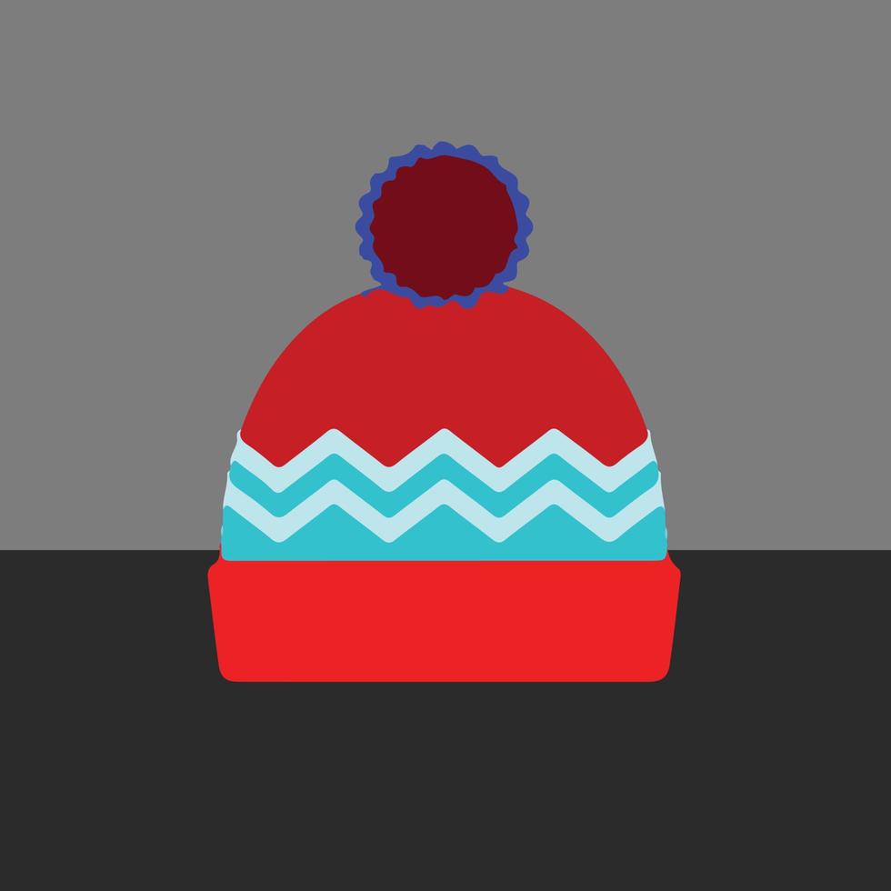 une conception simple d'un article spécifique hygge - une casquette rouge et bleue vecteur