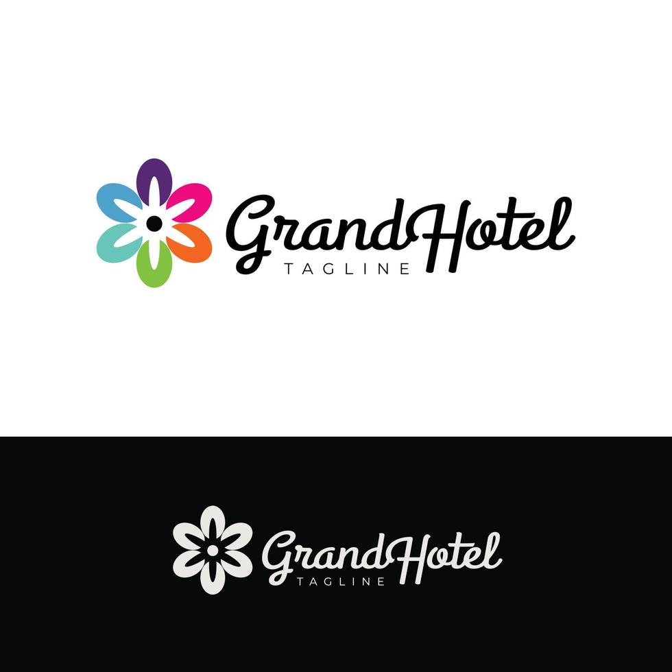 modèle de conception de logo fleur grand hôtel vecteur