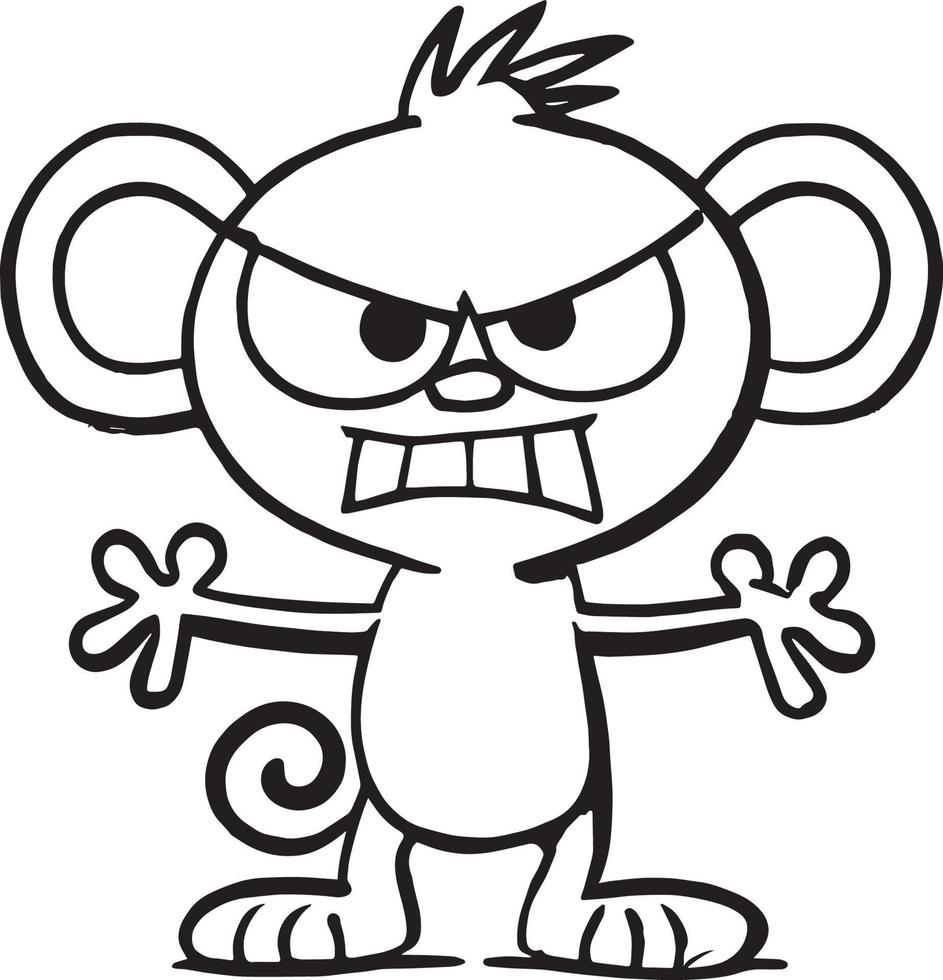 doodle personnage de dessin animé de singe en colère vecteur