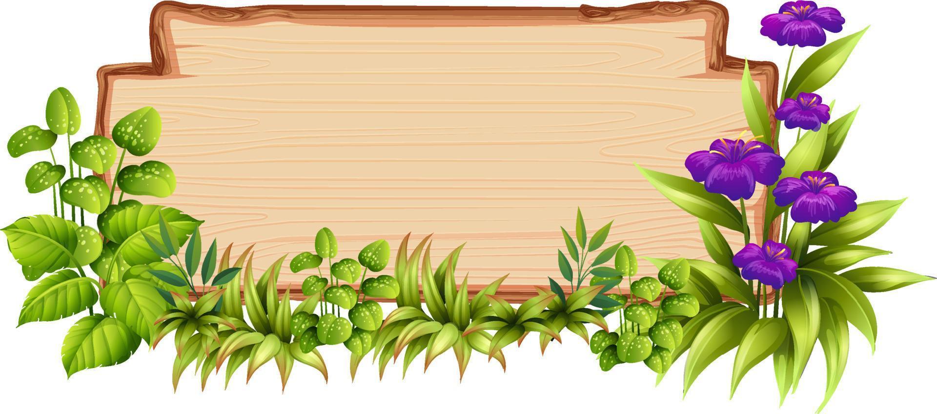 modèle de planche de bois avec des feuilles de la nature vecteur