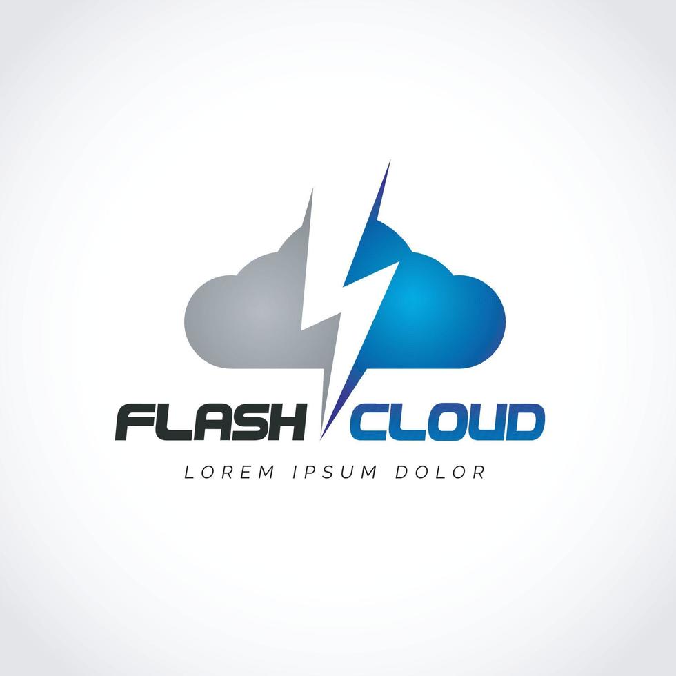 symbole de conception de logo flash cloud tech vecteur