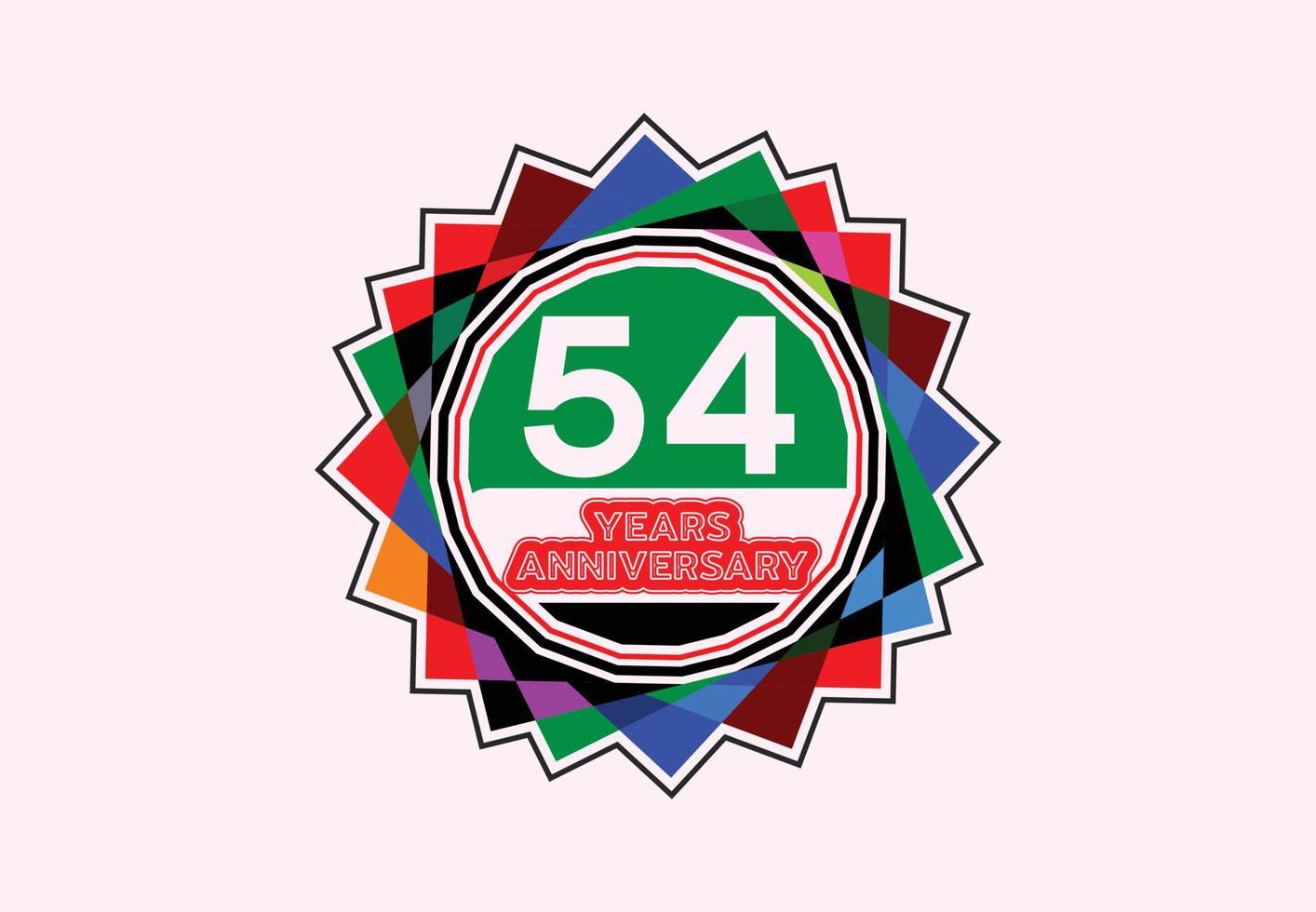 Conception de logo et d'autocollant d'anniversaire de 54 ans vecteur