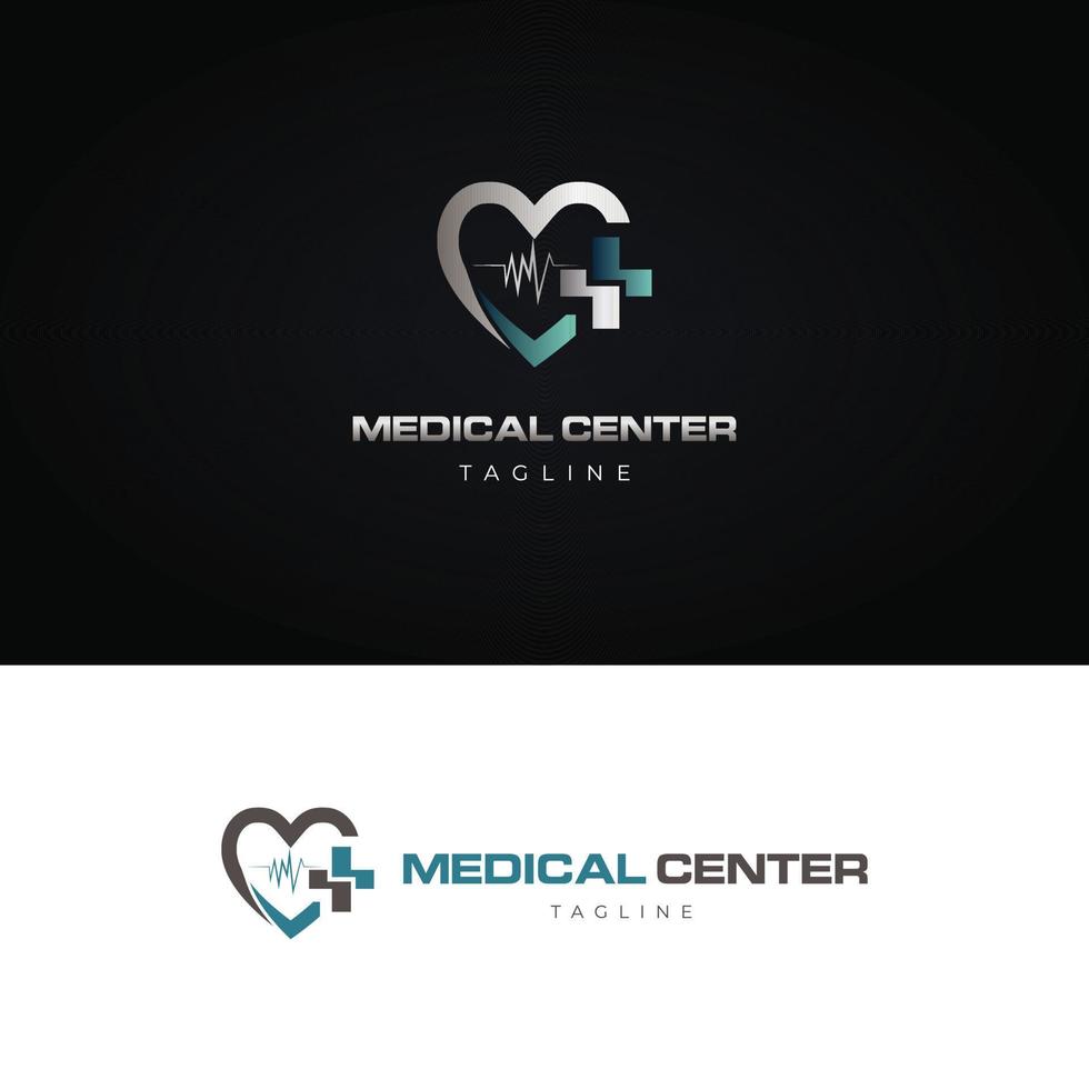 icône de symbole de logo de centre médical de coeur vecteur