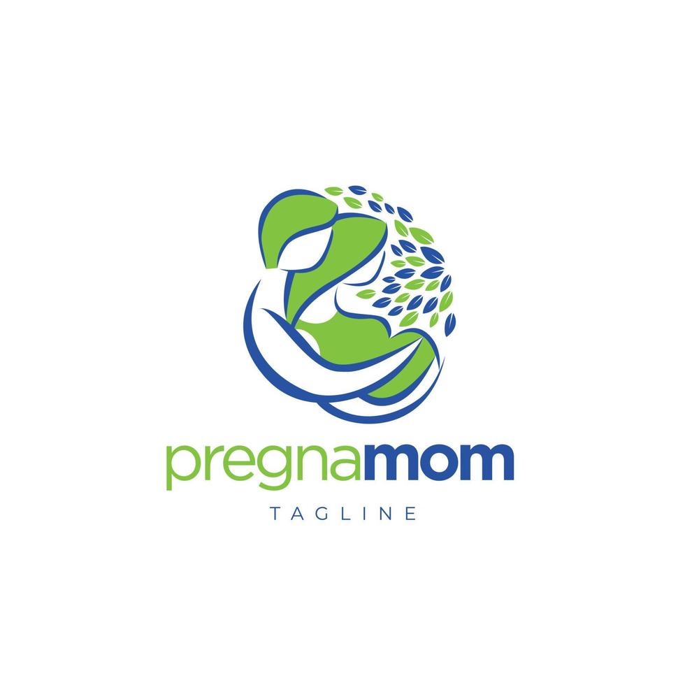 icône de symbole de conception de logo de famille de maman enceinte vecteur