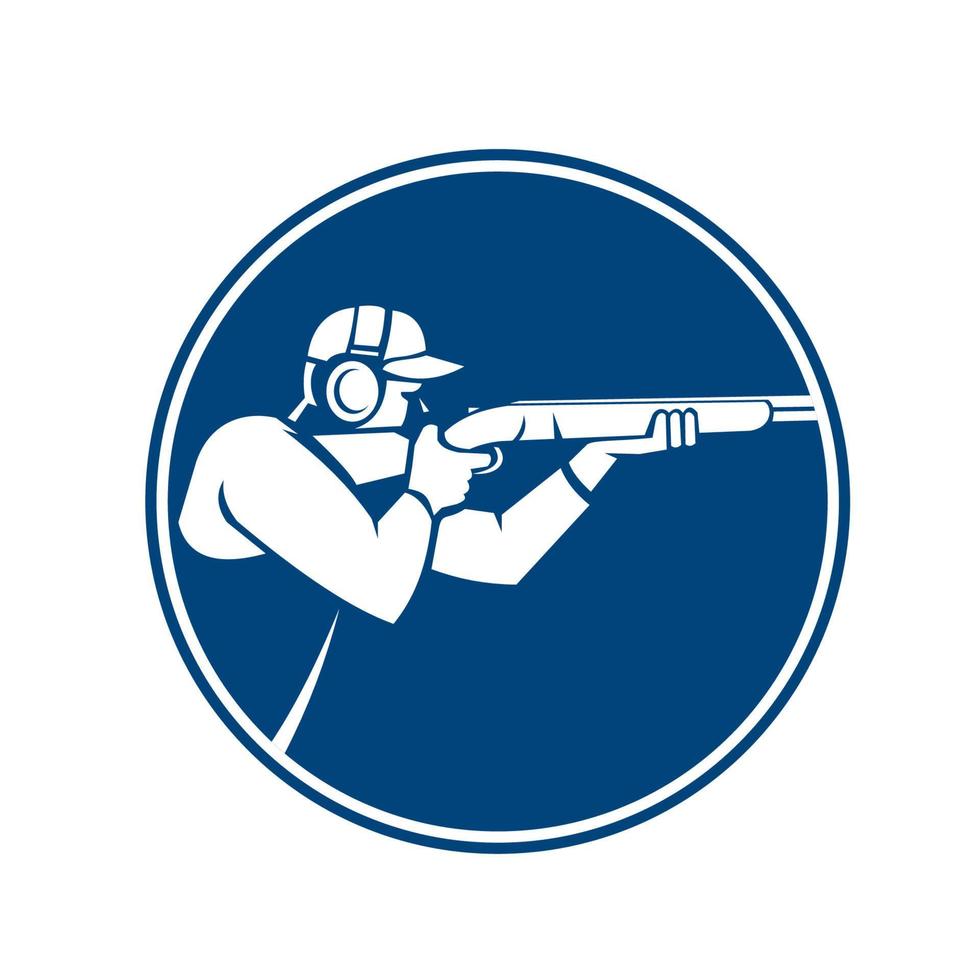 icône de cercle de fusil de chasse de tir de piège vecteur