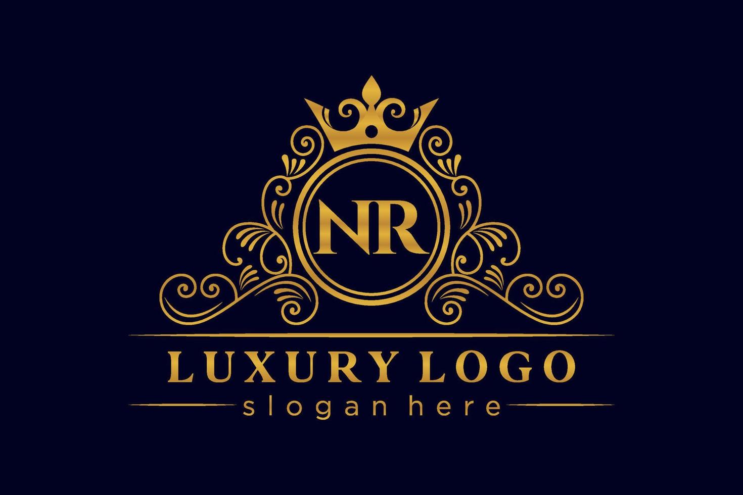 nr lettre initiale or calligraphique féminin floral monogramme héraldique dessiné à la main antique vintage style luxe logo design vecteur premium