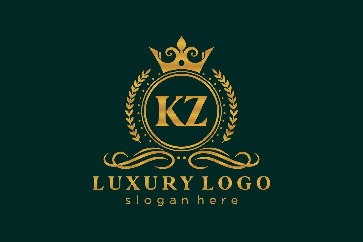 modèle initial de logo de luxe royal de lettre kz dans l'art vectoriel pour le restaurant, la royauté, la boutique, le café, l'hôtel, l'héraldique, les bijoux, la mode et d'autres illustrations vectorielles.