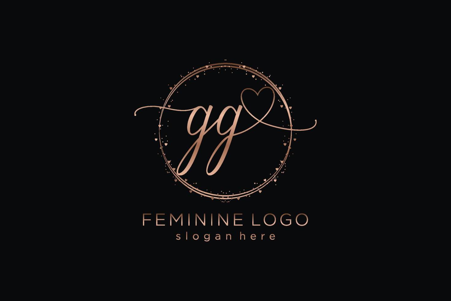 logo d'écriture manuscrite initial gg avec logo vectoriel de modèle de cercle du mariage initial, mode, floral et botanique avec modèle créatif.