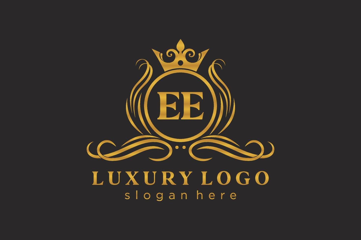 modèle de logo de luxe royal de lettre ee initiale dans l'art vectoriel pour le restaurant, la royauté, la boutique, le café, l'hôtel, l'héraldique, les bijoux, la mode et d'autres illustrations vectorielles.