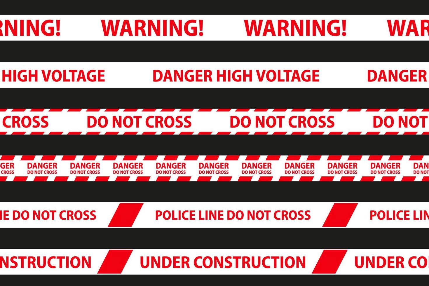 bandes sans couture de danger, de prudence et d'avertissement. vecteur