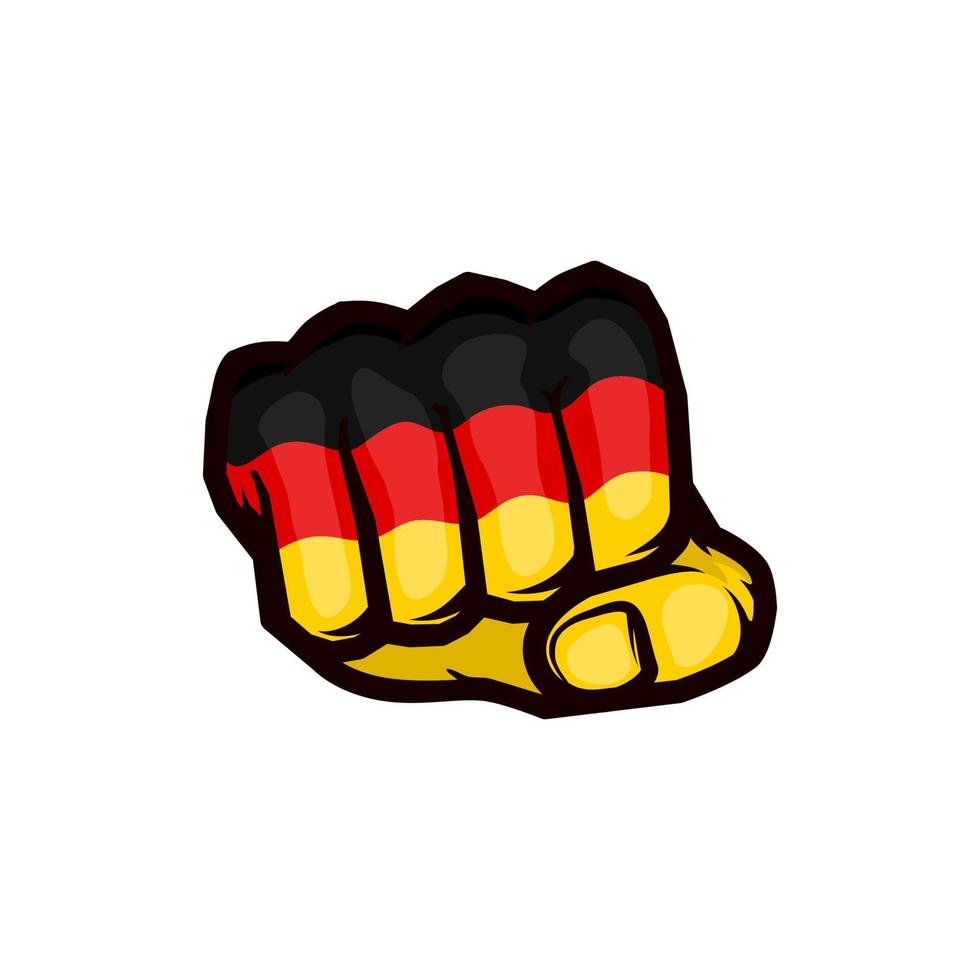 drapeau de l'allemagne sur un poing fermé. combat, puissance, force, concept de protestation. illustration vectorielle vecteur