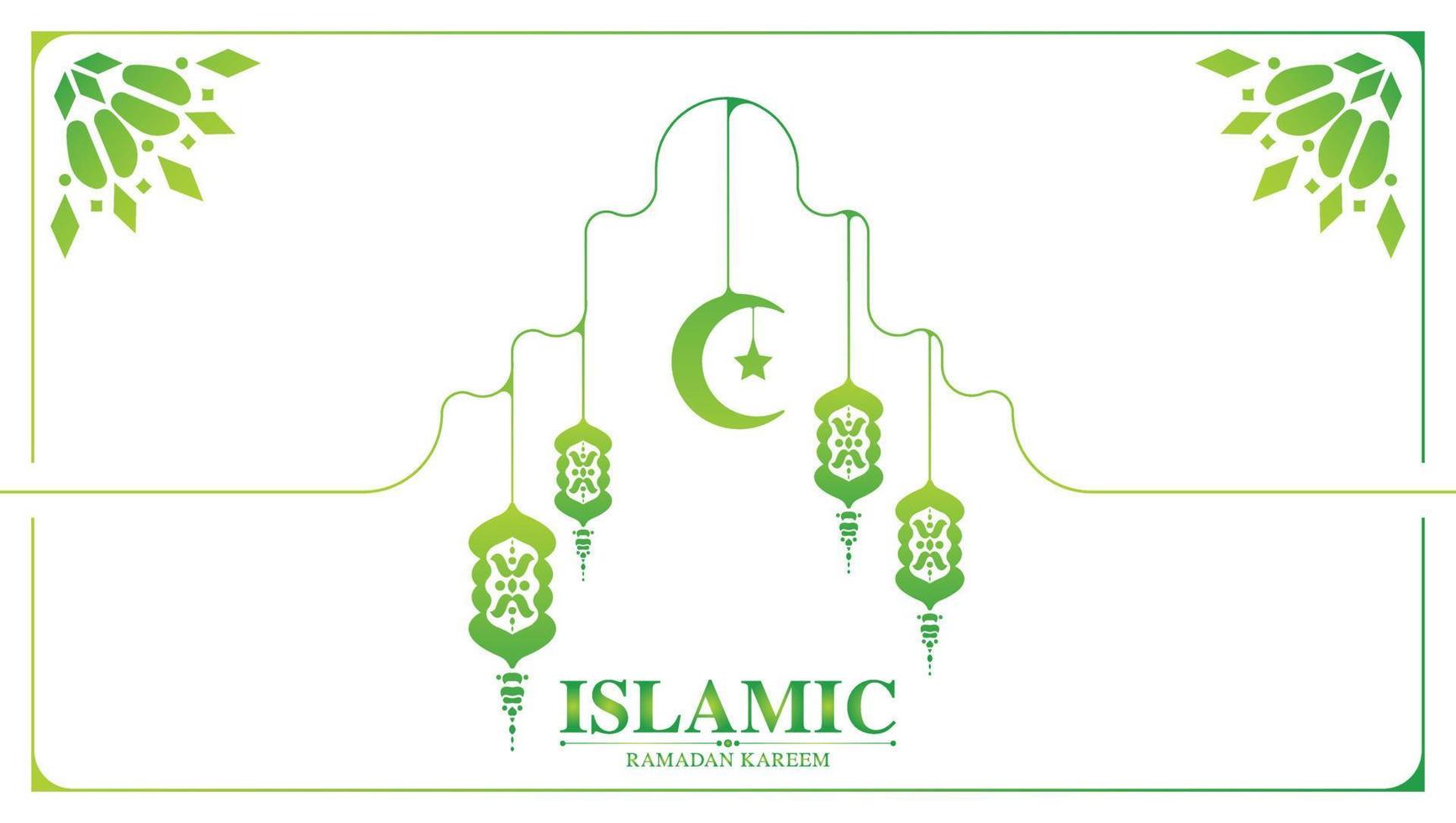 style de ligne plate de fond vert ramadan kareem vecteur