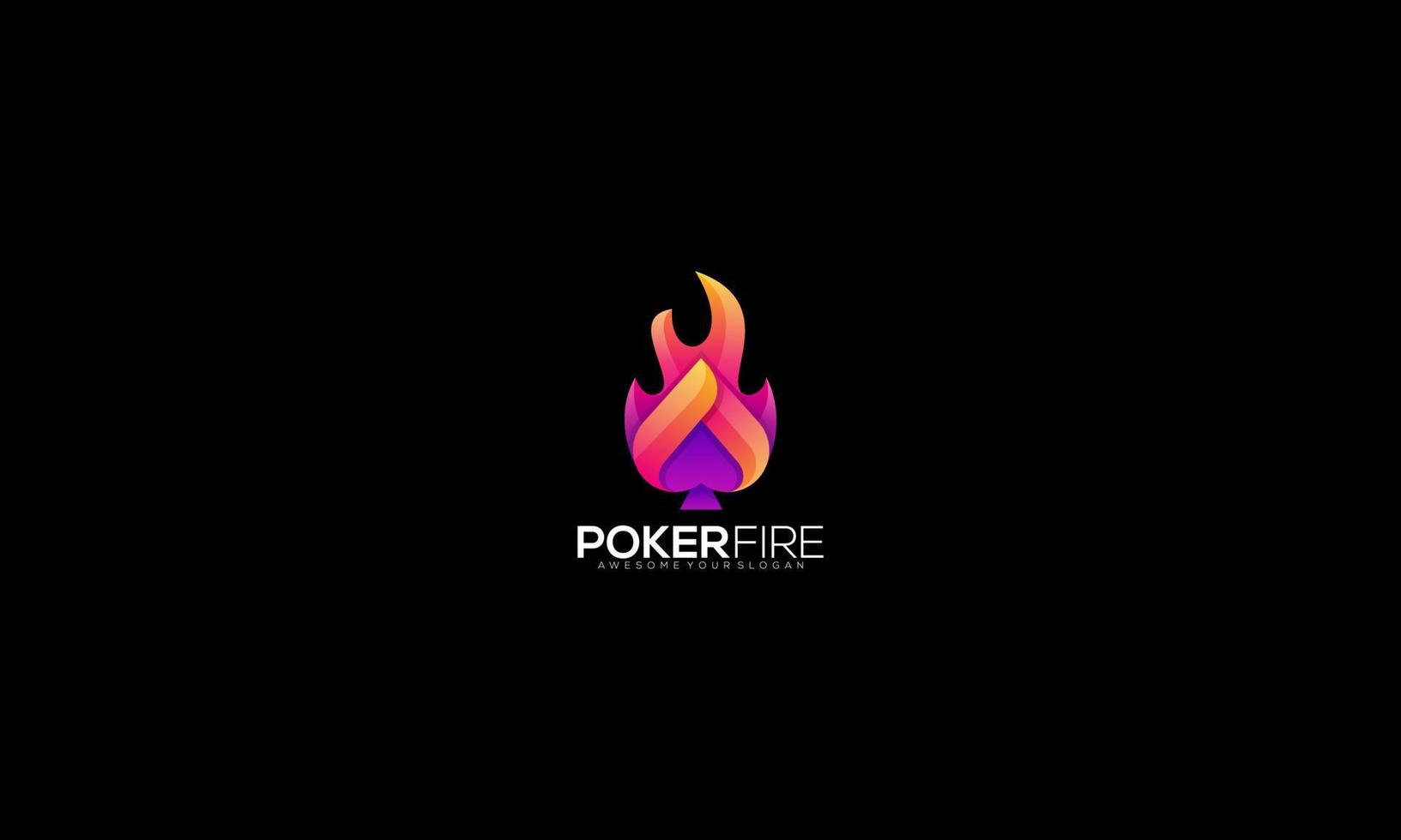 illustration de logo de vecteur de poker style d'art de gradient de flamme de bêche.