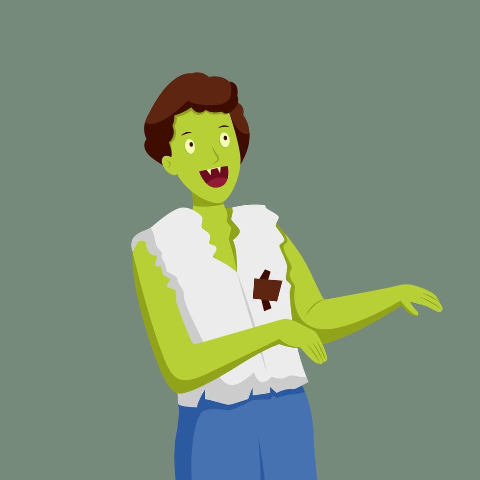 illustration de conception de personnage zombie halloween vecteur