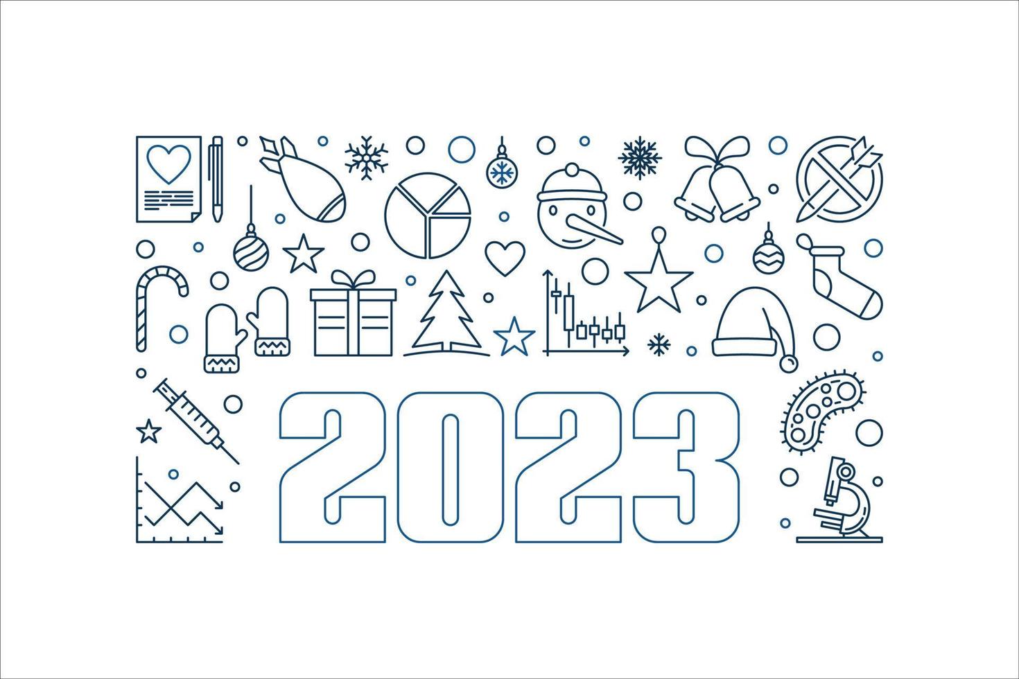 Bannière ou illustration drôle de concept de nouvel an et de noël 2023 vecteur