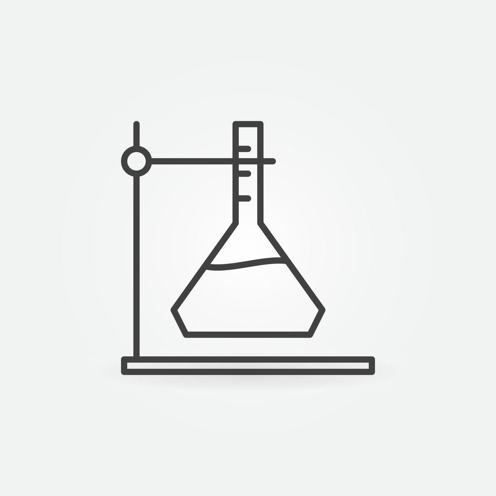 flacon en verre de chimie sur une icône de ligne de concept vecteur stand