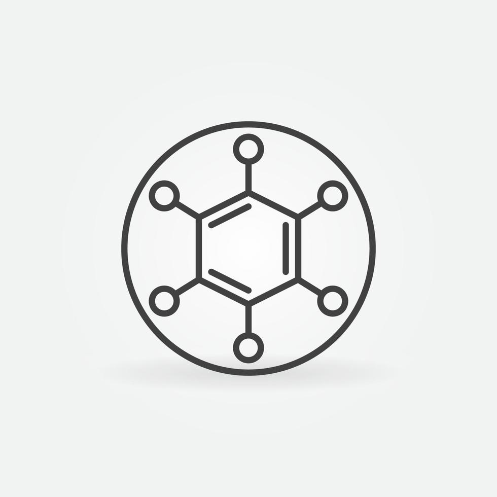 cercle avec l'icône de contour de concept de vecteur de molécule hexagonale