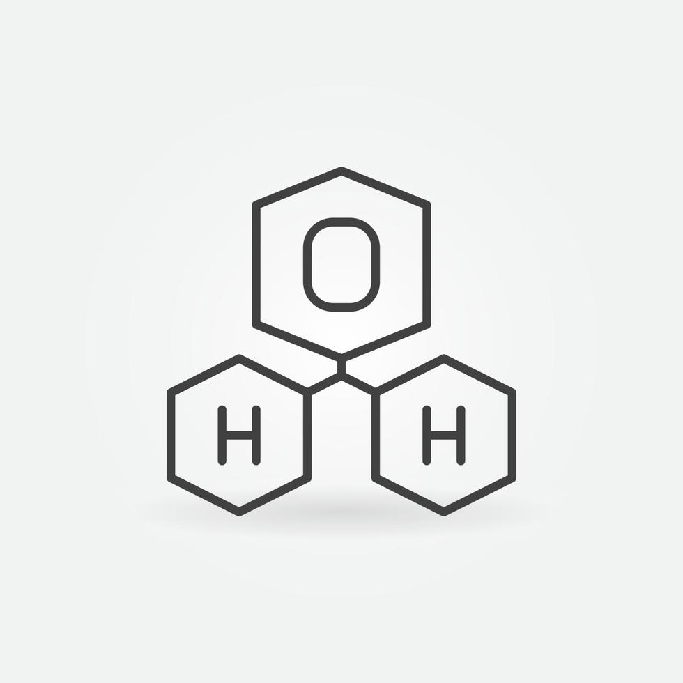 icône linéaire de concept de vecteur de molécule d'eau h2o
