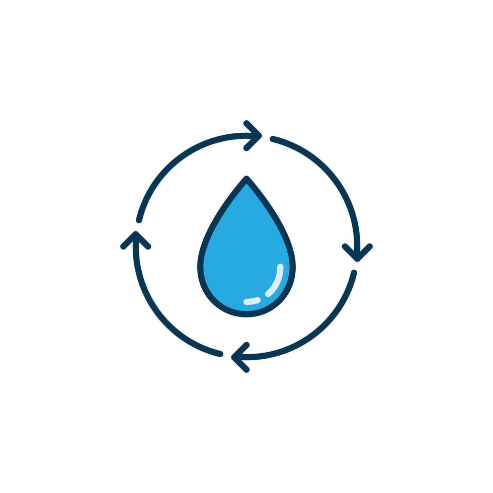 icône colorée de recyclage de l'eau - signe moderne de goutte d'eau vecteur
