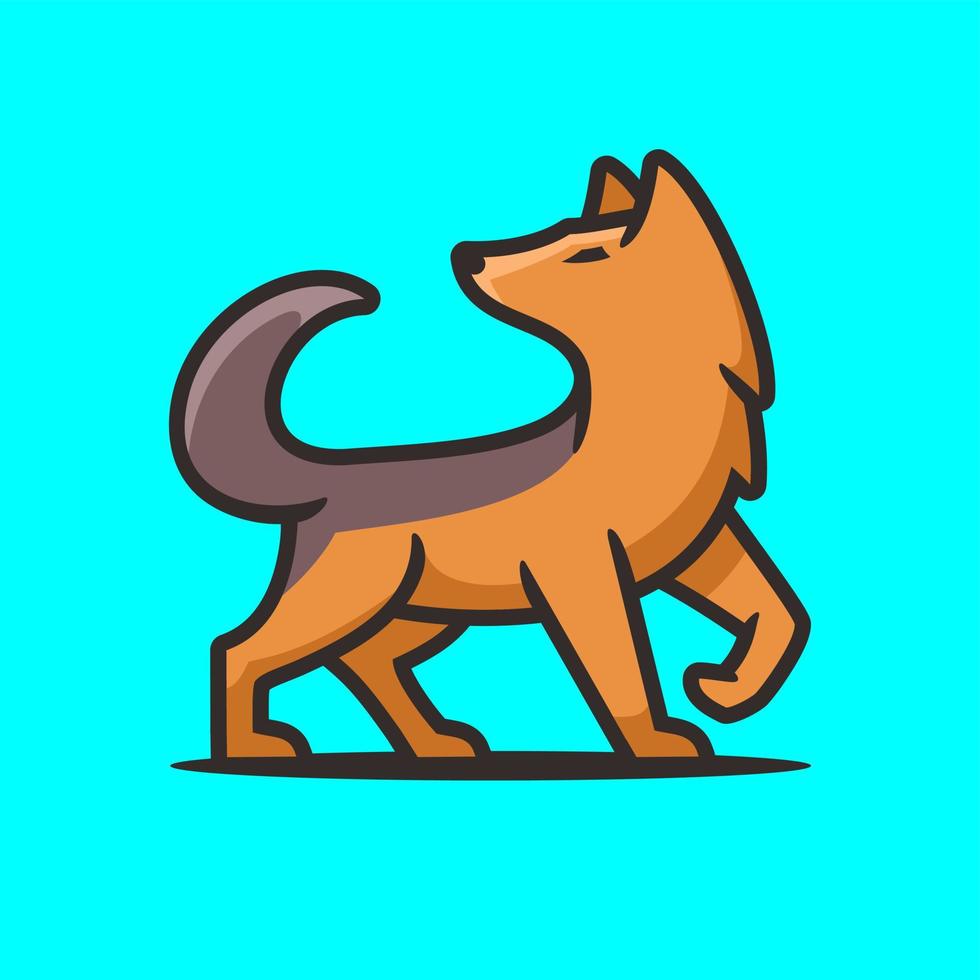 logo de dessin animé de loup, style design plat vecteur