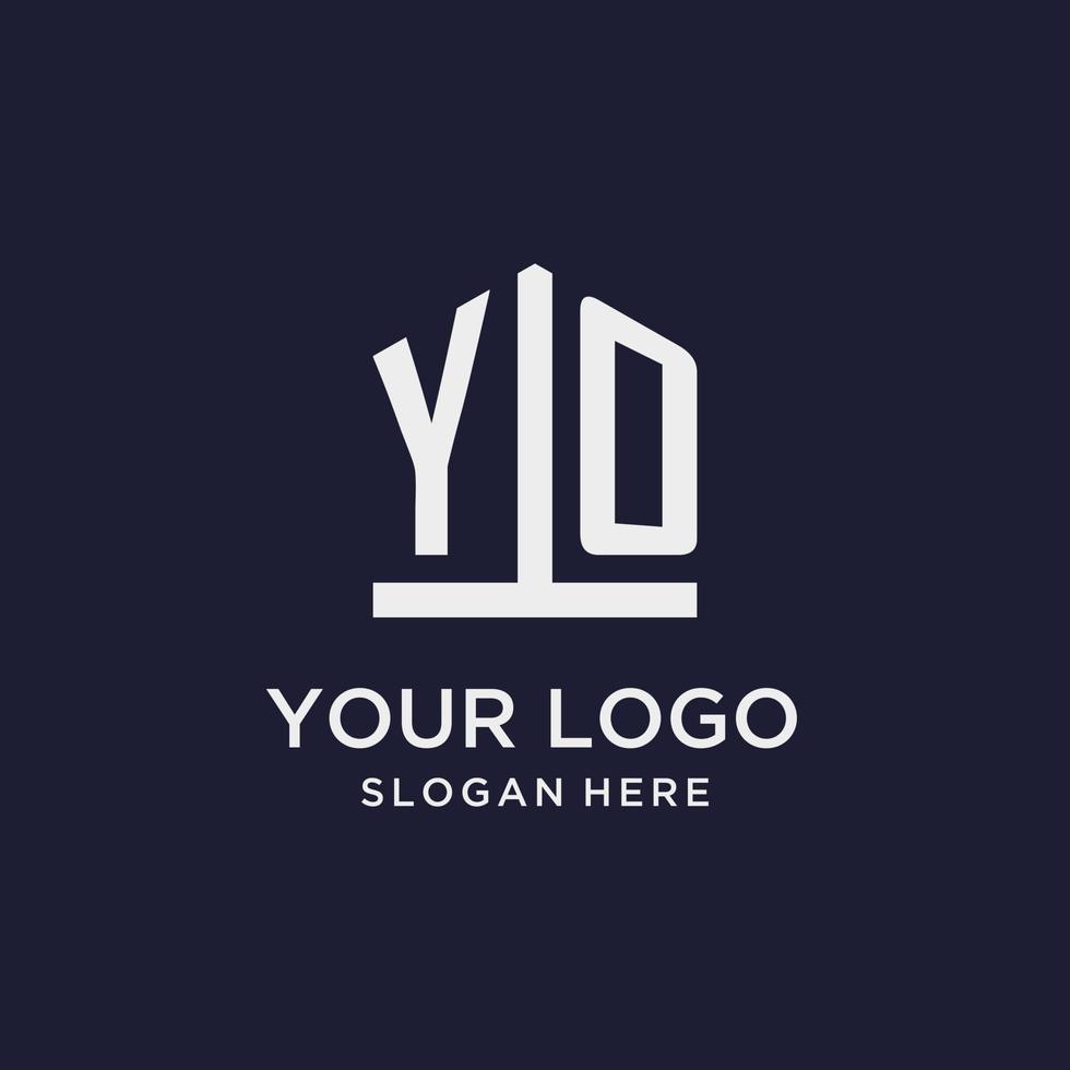 logo monogramme initial yo avec style en forme de pentagone vecteur