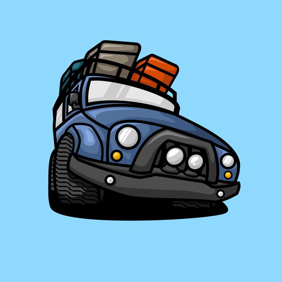 dessin animé de voiture jeep, style design plat vecteur