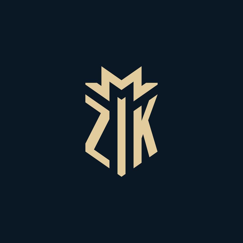 zk initiale pour le logo du cabinet d'avocats, le logo de l'avocat, les idées de conception de logo d'avocat vecteur