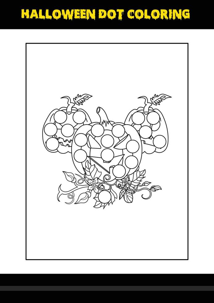 page de coloriage de points d'halloween pour les enfants. conception de page de coloriage d'art en ligne pour les enfants. vecteur