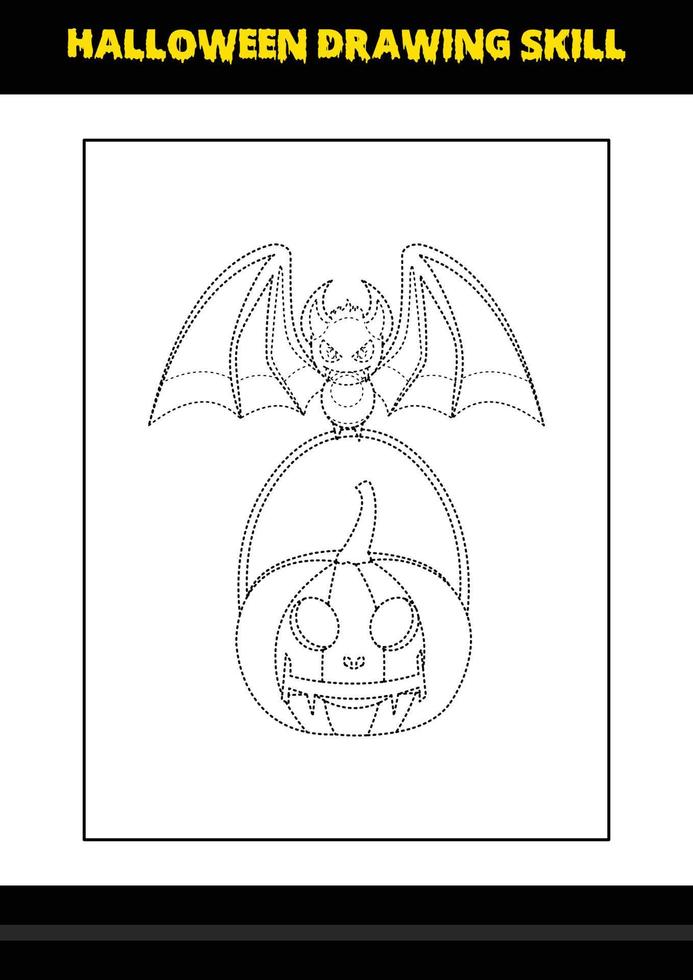 compétence de dessin d'halloween pour les enfants. coloriage de compétences de dessin d'halloween pour les enfants. vecteur