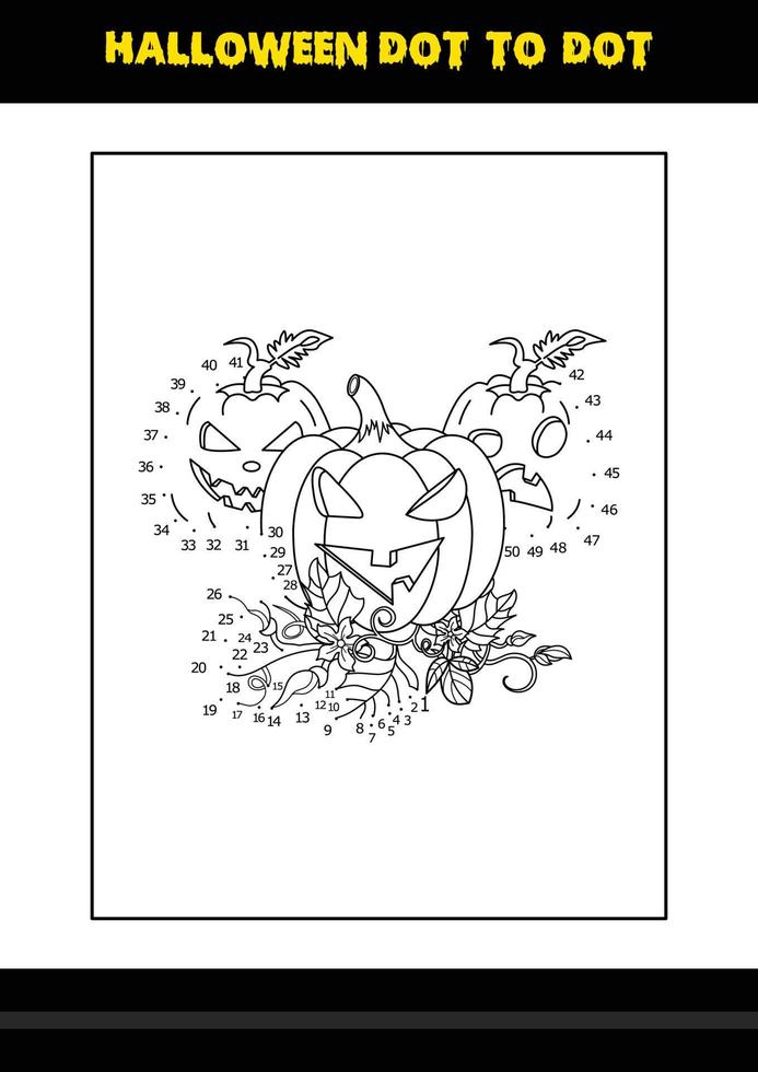 coloriage point à point d'halloween pour les enfants. conception de page de coloriage d'art en ligne pour les enfants. vecteur