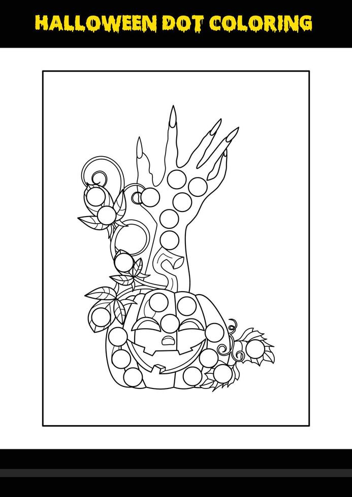 page de coloriage de points d'halloween pour les enfants. conception de page de coloriage d'art en ligne pour les enfants. vecteur