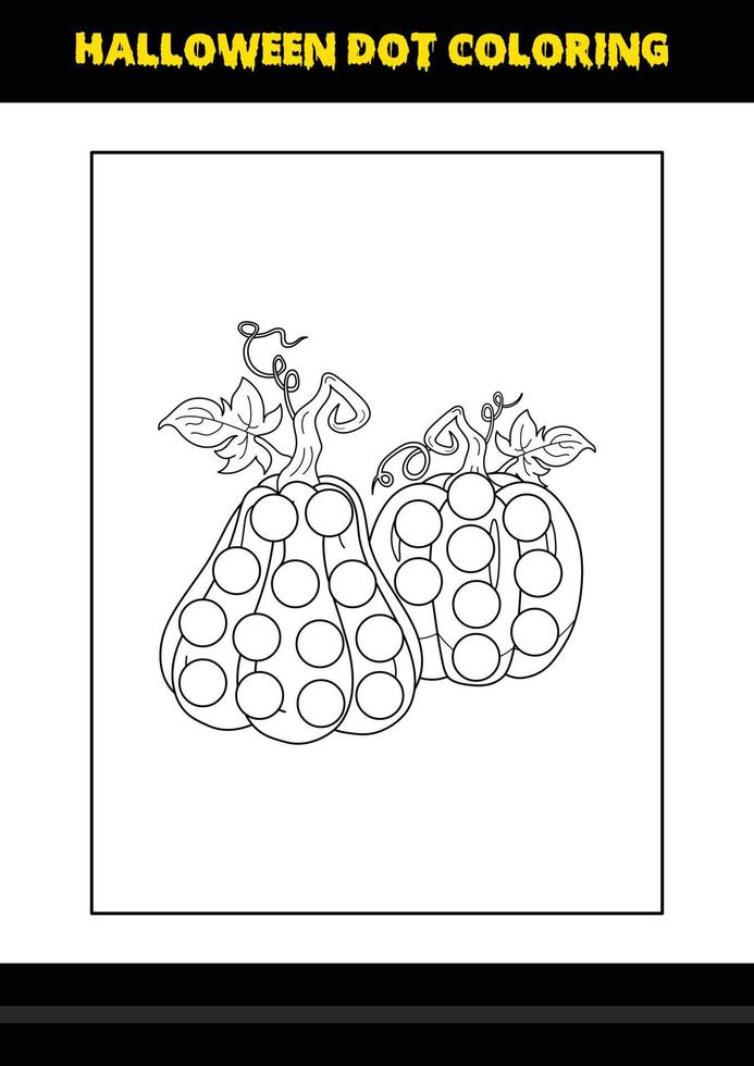 page de coloriage de points d'halloween pour les enfants. conception de page de coloriage d'art en ligne pour les enfants. vecteur