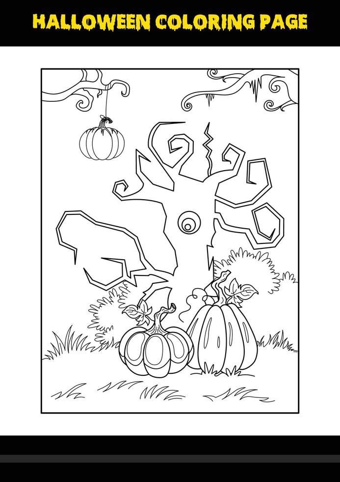 coloriage d'halloween pour les enfants. conception de page de coloriage d'art en ligne pour les enfants. vecteur