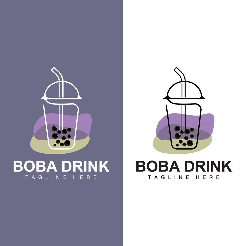 création de logo de boisson boba, vecteur de bulle de boisson de gelée moderne, illustration de verre de marque de boisson boba