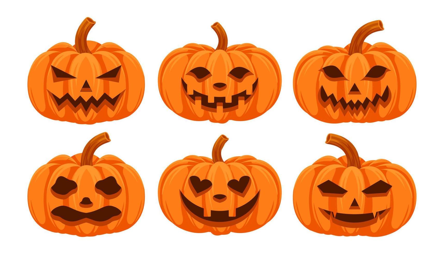 mettre la citrouille sur fond blanc. citrouille jack o lantern avec expression pour votre conception pour les vacances d'halloween. illustration vectorielle plate vecteur