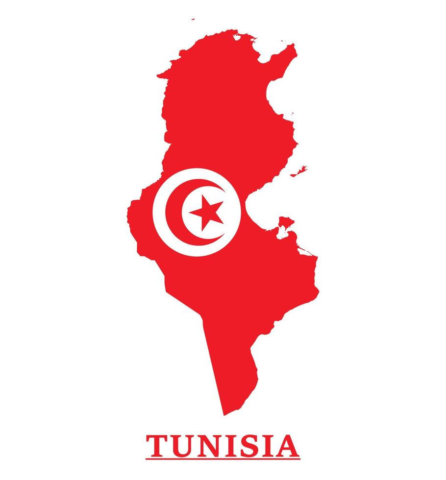 conception de la carte du drapeau national de la tunisie, illustration du drapeau du pays de la tunisie à l'intérieur de la carte vecteur