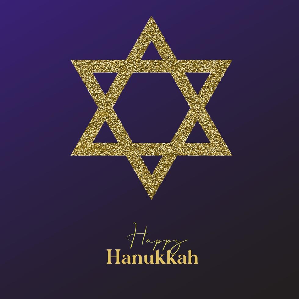 conception de cartes de joyeux hanoucca avec symbole or sur fond de couleur bleue pour la fête juive de hanoucca vecteur