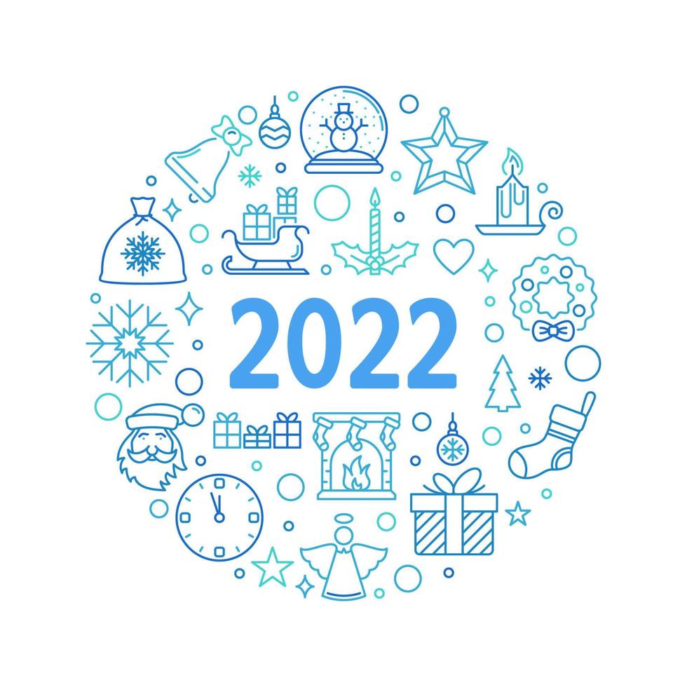2022 joyeux noël circulaire vecteur ligne créative illustration