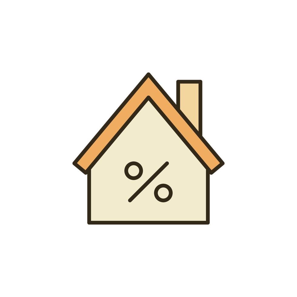 maison avec icône colorée de concept de vecteur de pourcentage