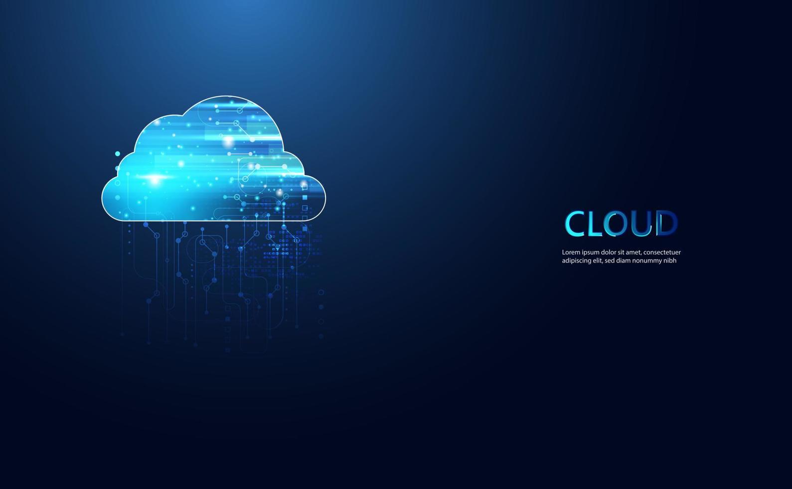 technologie cloud abstraite avec connexion au concept de données volumineuses et d'informations en collectant des données dans le cloud avec de grands systèmes de stockage de données sur fond de haute technologie. vecteur