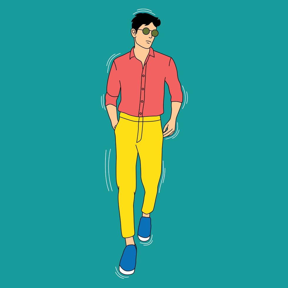 illustration vectorielle de la robe et de la pose de style homme vecteur