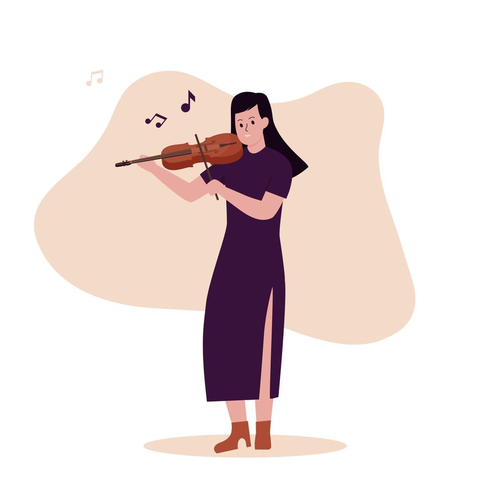 design plat de femme jouant du violon vecteur