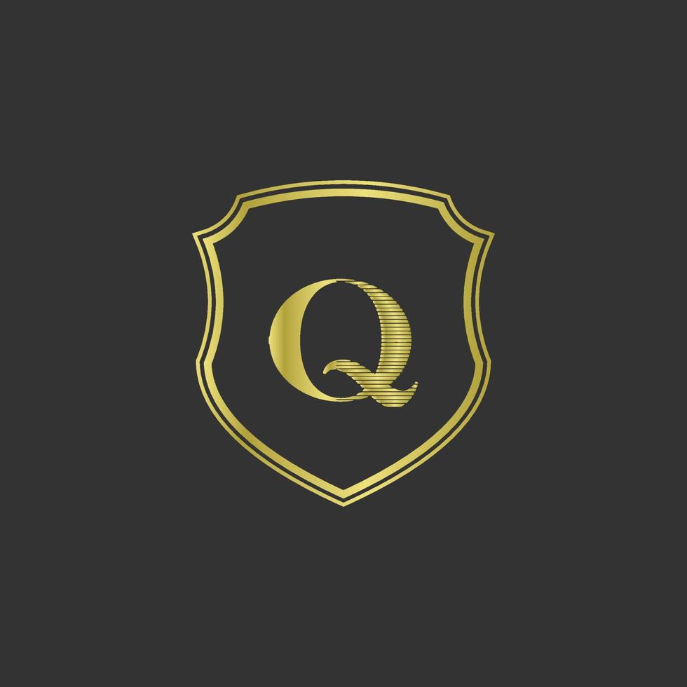initiales q logo doré élégant vecteur