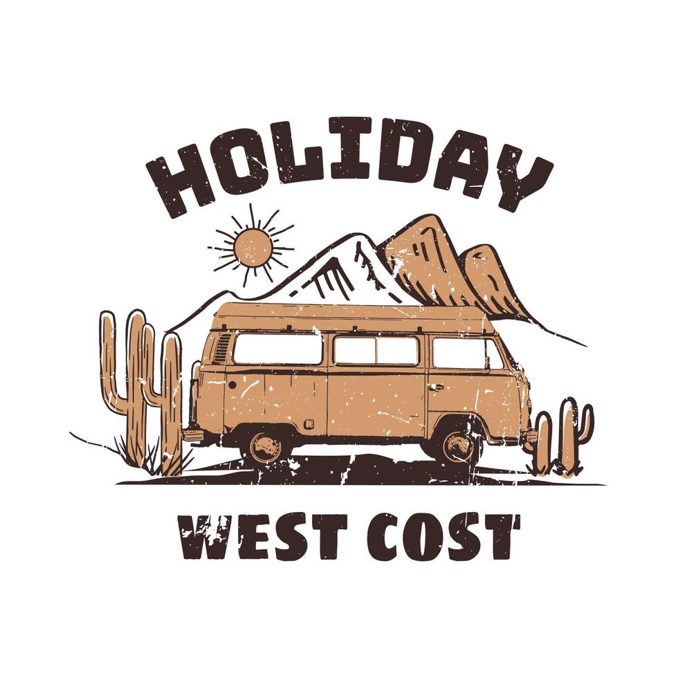 conception de t-shirt vacances côte ouest vecteur