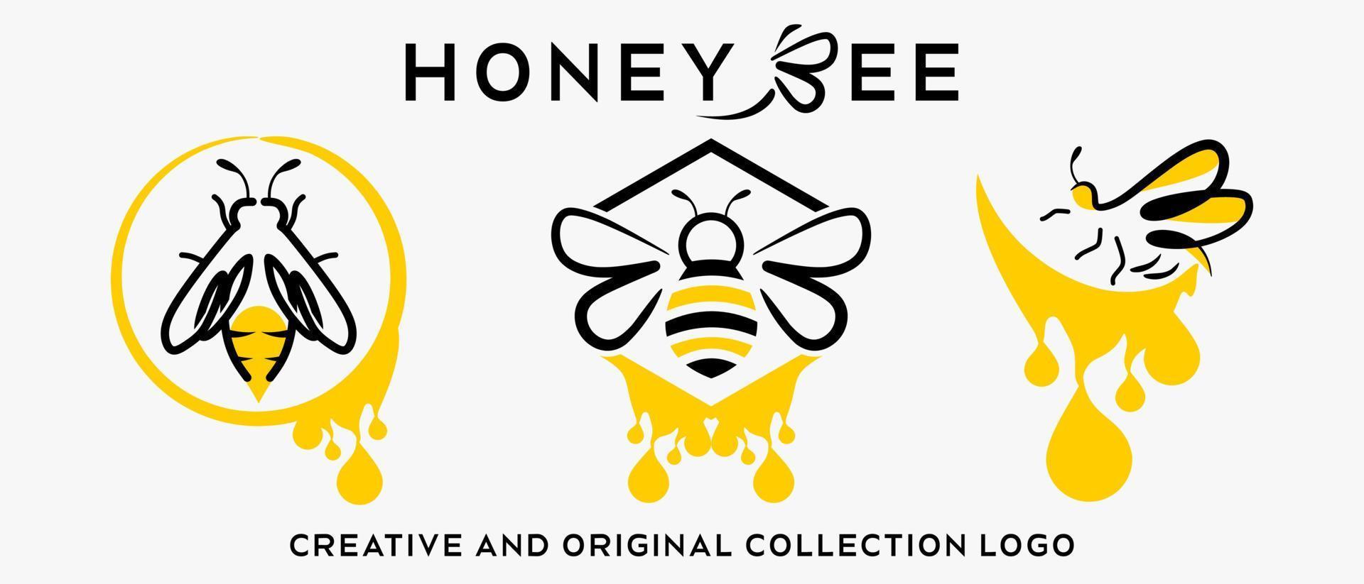 une collection de logos d'abeilles au style moderne, élégant et créatif. vecteur d'illustration de logo premium