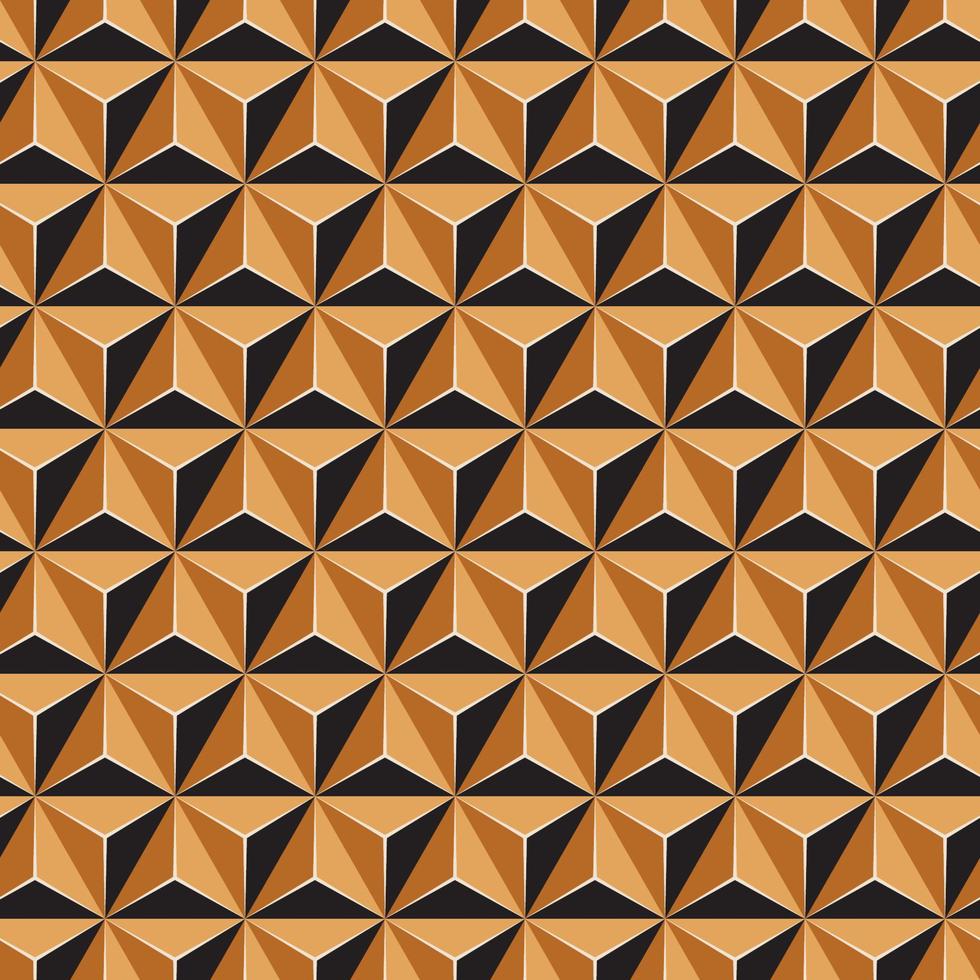 motif géométrique harmonieux 3d. fond de triangles beige, marron et noir pour les couvertures, la literie, la nappe, la toile cirée ou la conception textile d'écharpe. vecteur