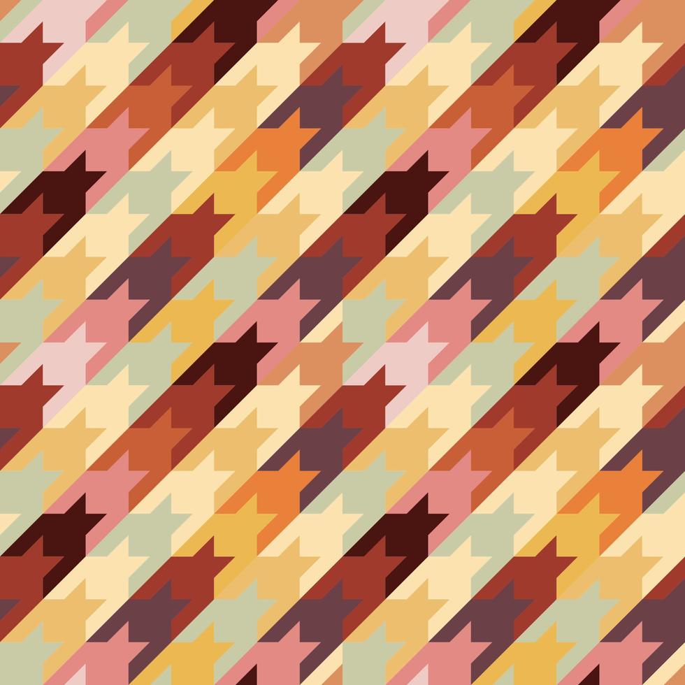 motif vectoriel pied-de-poule harmonieux. design textile à carreaux anglais classique. couleurs chaudes et textures d'arrière-plans de style rétro.